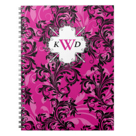 Monogrammad Rosa Black White-Scrollsar - bärbar da Anteckningsbok