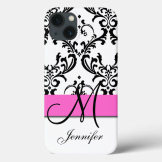 Monogrammad Rosa Black White Swirls Damask