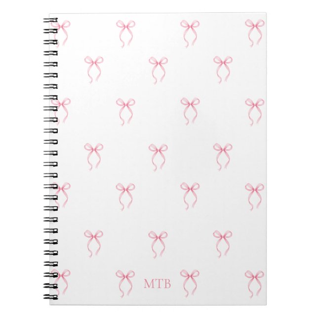 Monogrammad Rosa Bow Anteckningsbok (Framsidan)