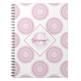 Monogrammad Rosa Confetti Snöre Polka Dot Mandala Anteckningsbok