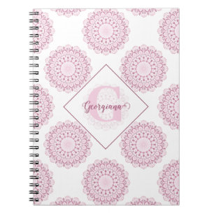 Monogrammad Rosa Confetti Snöre Polka Dot Mandala Anteckningsbok