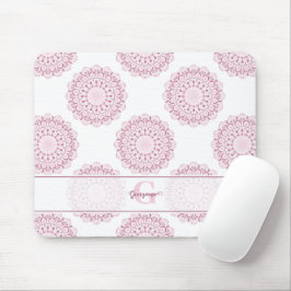 Monogrammad Rosa Confetti Snöre Polka Dot Mandala Musmatta