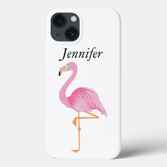 Monogrammad rosa flamingo iphone case-hölje (Baksida)