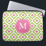 Monogrammad Rosa Grönt Diamond Ikat Mönster Laptop Fodral<br><div class="desc">Snyggt och chic har en färgstark och trendig diamanter ikat mönster och kan vara personlig med ditt monogram,  ditt initialprogram,  namn eller valfri text för en anpassningsbar av perfekt!</div>