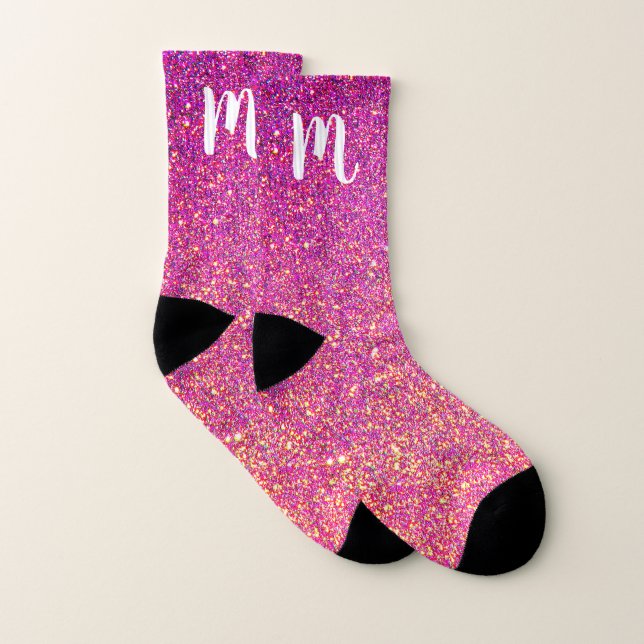Monogrammad Rosa Guld Glitter Gnistra Bling Girly Strumpor (Par)