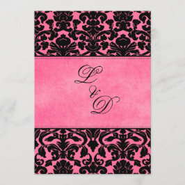 Monogrammad Rosa, inbjudan till Black Damask-bröll