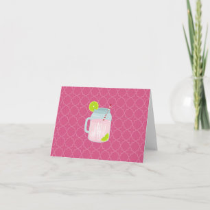 Monogrammad Rosa Lemonade + Berry Quatrefoil Anteckningskort