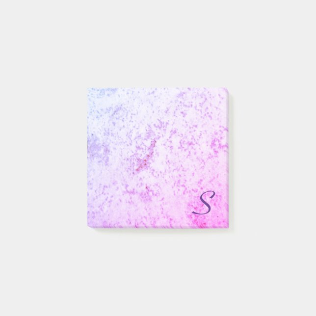 Monogrammad Rosa & Lila Marcular Post-it Block (Framsida)
