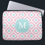 Monogrammad Rosa Mint Diamond Ikat Mönster Laptop Fodral<br><div class="desc">Snyggt och chic har en färgstark och trendig diamanter ikat mönster och kan vara personlig med ditt monogram,  ditt initialprogram,  namn eller valfri text för en anpassningsbar av perfekt!</div>