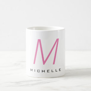Monogrammad Rosa Modern ditt namn Kaffemugg