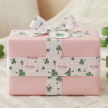 Monogrammad Rosa och Grönt Shamrocks & Gingham