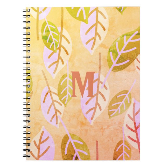 Monogrammad Rosa- och Sage-Abstrakt Anteckningsbok (Framsidan)