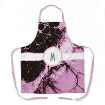 Monogrammad Rosa och svart Apron