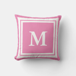 Monogrammad Rosa och vit Kudde