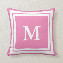 Monogrammad Rosa och vit Kudde