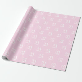 Monogrammad rosa vit anpassningsbar mönster modern presentpapper