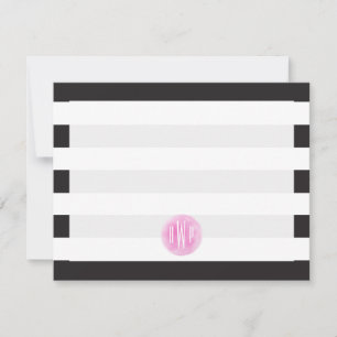 Monogrammad Rosa Watercolor Black + White Rand Inbjudningar