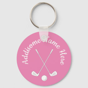 Monogrammad Rosa White golfball klubb Dam Keych Nyckelring