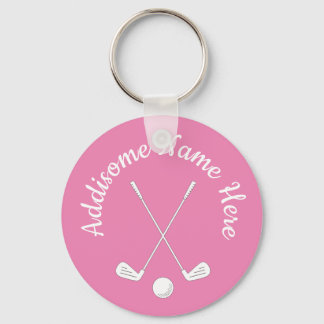 Monogrammad Rosa White golfball klubb Dam Keych Nyckelring