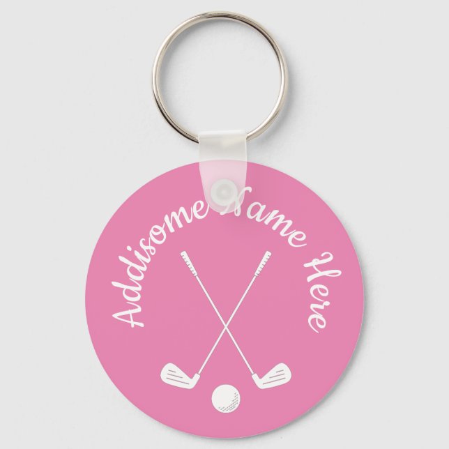 Monogrammad Rosa White golfball klubb Dam Keych Nyckelring (Framsida)