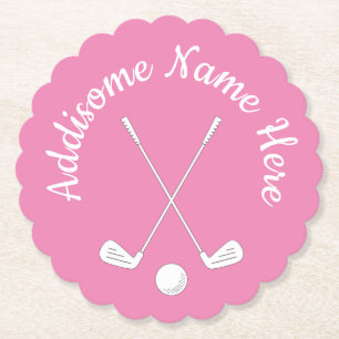 Monogrammad Rosa White golfball klubb Dam Underlägg Papper