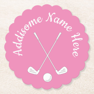 Monogrammad Rosa White golfball klubb Dam Underlägg Papper