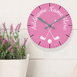 Monogrammad Rosa White golfball klubb Rund Klocka<br><div class="desc">Nyckelkedja i Monogrammad Rosa White golfball klubb Dam</div>