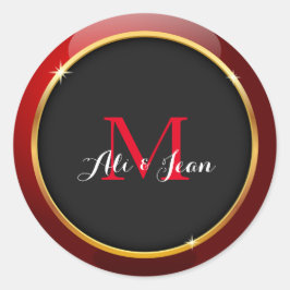 Monogrammad Runt Klistermärke
