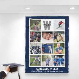 Monogrammad Senior Studenten Multi Photo Collage Fleecefilt