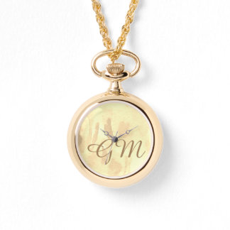 Monogrammad Sepia Watercolor Dam Watch Armbandsur