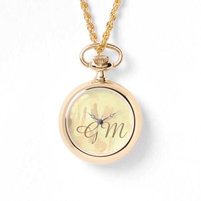 Monogrammad Sepia Watercolor Dam Watch Armbandsur (Framsida)