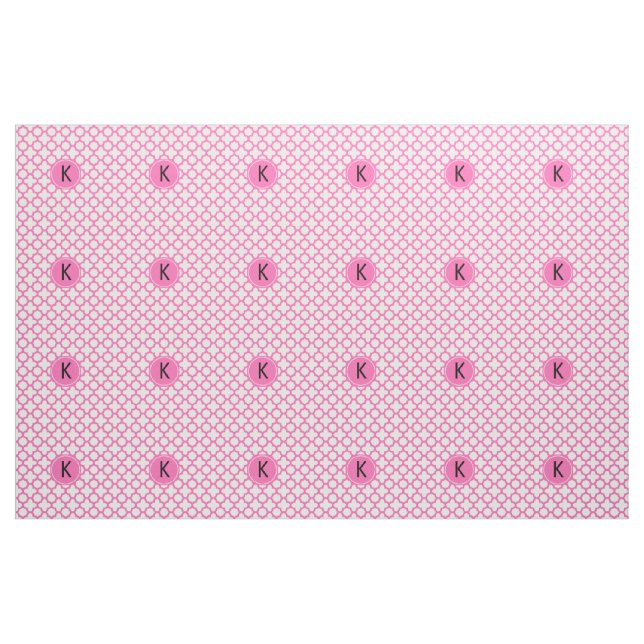 Monogrammad Shock rosa Quatrefoil Mönster Tyg (Yard)