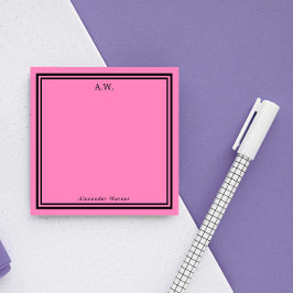 Monogrammad shock rosa & svart post-it block