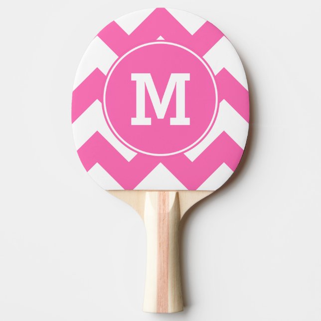 Monogrammad Shock rosa Zigzag Mönster Pingisracket (Framsidan)