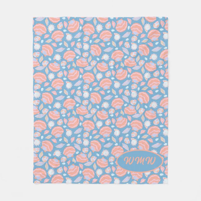 Monogrammad Snäcka Mönster Fleece Blanket (Framsidan)