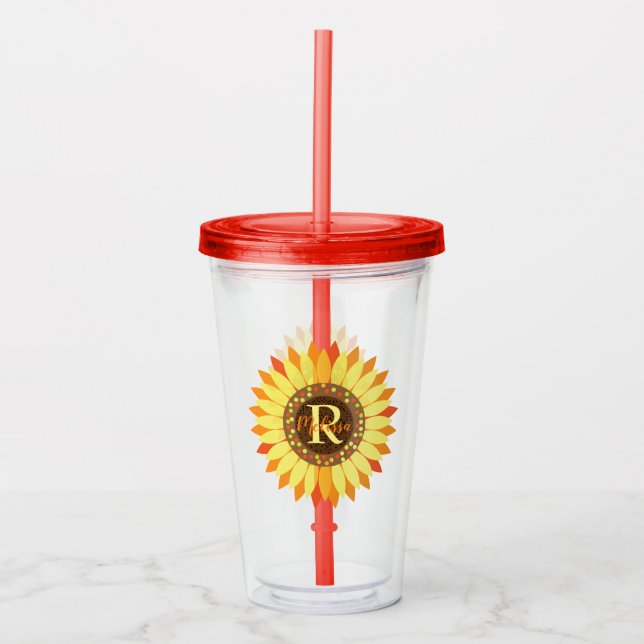 Monogrammad Solros Take Away Mugg (Framsida)