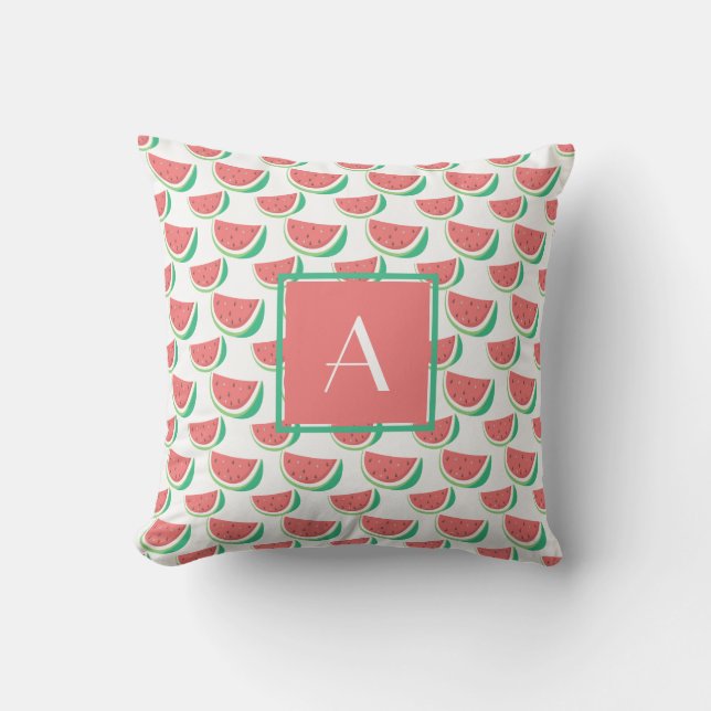 Monogrammad sommar utomhus Pillows Watermelon Utomhuskudde (Framsida)