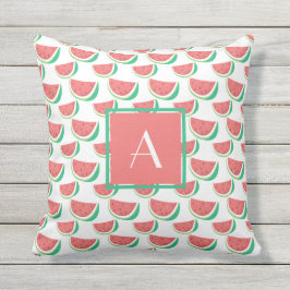 Monogrammad sommar utomhus Pillows Watermelon Utomhuskudde