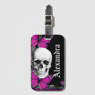 Monogrammad Söt Gothic Skull Bagagebricka