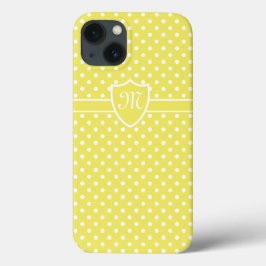 Monogrammad Söt White på Gult Polka Dot