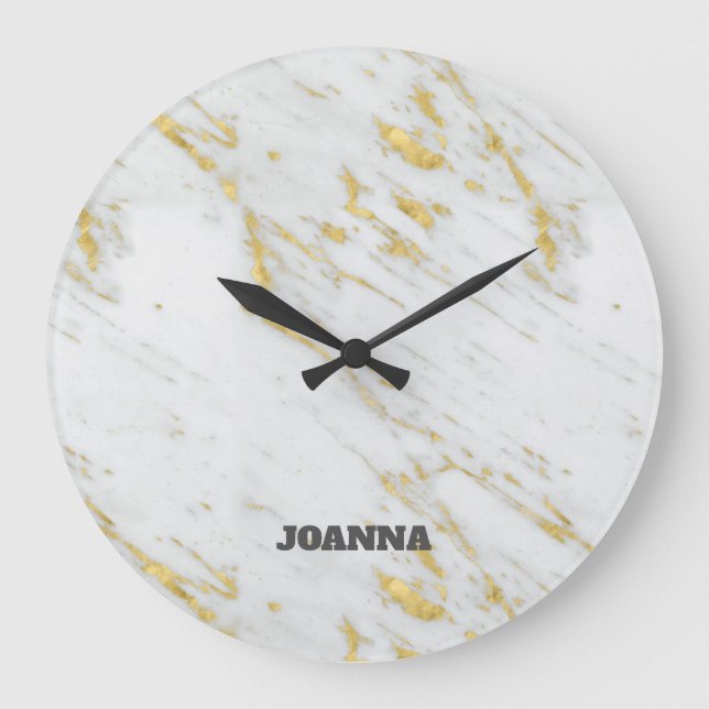 Monogrammad Spoted Guld Glitter Stor Klocka (Framsida)