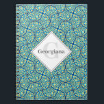 Monogrammad Starry Natton Sea Doodle Ogee Anteckningsbok<br><div class="desc">En aning elegans på 1920-talet i en konst deco fläkt mönster med vår färgstarka abstrakt Starry Night-doodle-design. Anpassa till namn och börja med ditt val att göra en verkligt minnesvärd gåva eller keepé.</div>