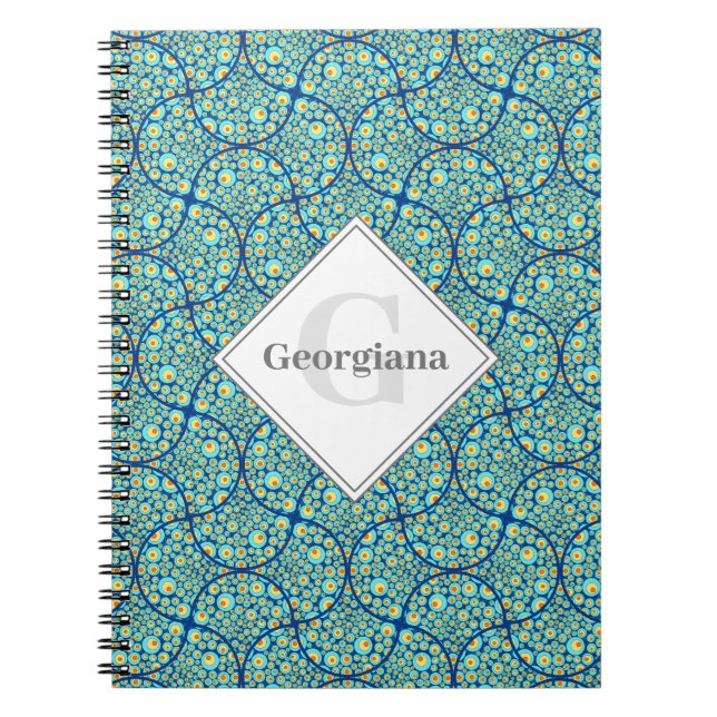 Monogrammad Starry Natton Sea Doodle Ogee Anteckningsbok (Framsidan)