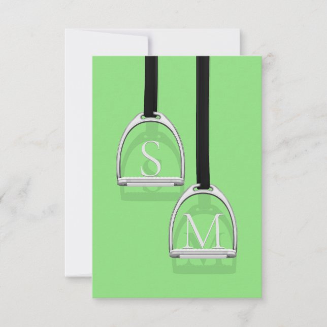 Monogrammad Stirup Järn Lime Green Equestrian Tack Kort (Framsida)