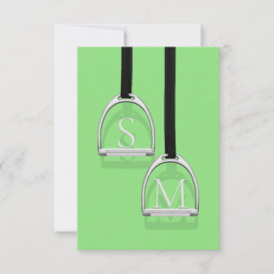 Monogrammad Stirup Järn Lime Green Equestrian Tack Kort