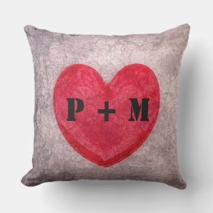 Monogrammad Stonewaschhjärta Utomhuskudde