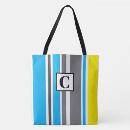 Monogrammad Stripe Tote Bag Tygkasse