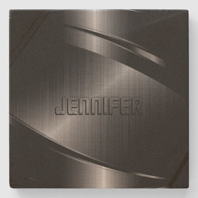 Monogrammad svart, rostfritt stålutseende av metal stenunderlägg (Framsidan)