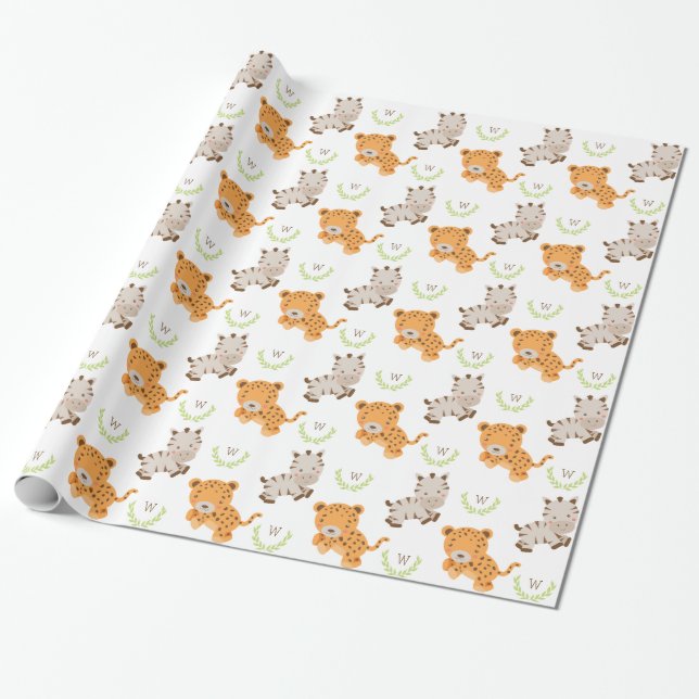 Monogrammad | Sweet Safari Presentpapper (Utrullad)