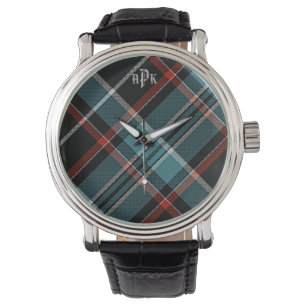 Monogrammad Teal, Black & Red Play Armbandsur